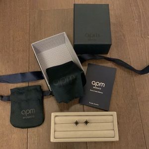 (Brand New) APM Monaco Black Meteorites Crystal Stud Earrings